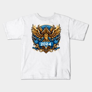 Wooden Gold Blue Dragon 2024 No.5 Kids T-Shirt